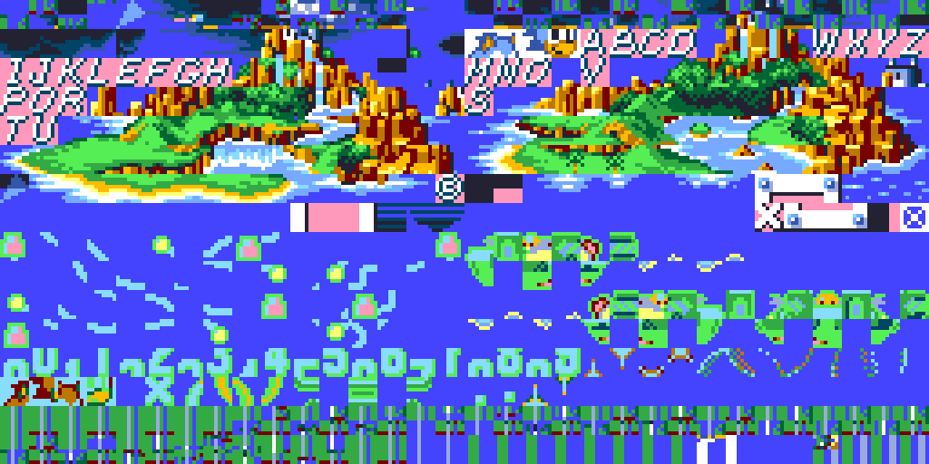 Wide Sonic 1 map screen tileset with a corruption bug